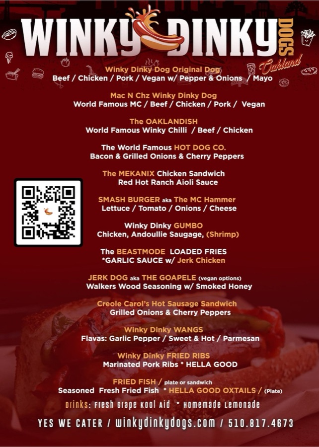 Winky Dinky Dogs menu board